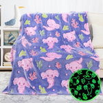 Glow In The Dark Blanket Axolotl Gifts Toys For Girls Cute Axolotl Blanket For Birthday Gifts