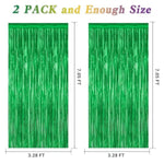 2 Pack Green Foil Curtain Backdrop Birthday Party Decorations Kit
