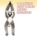 Hanging Ring Tailed Lemur Plush Toy, 17.5 Inch Stuffed Ring Tailed Lemur With Realistic Design, Soft And Huggable, Cute Nursery Decor, Best Birthday Gift For Boys And Girls