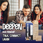 Ice Breaker Tower Questions Tumbling Tower Game - For Everyone - 54 Fun Conversation Starters - Great Family Games For Kids And Adults - Coworkers, Friends, Date Night & Relationship Game Night Fun