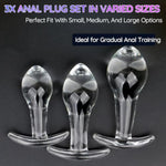 3 Pcs Glass Anal Plug Set For Outdoor Use, Clear Crystal Hidden Butt Plug Training Kit For Beginners, Anal Toys For Women Men Self Pleasure, Plug Toys For Anywhere, Sm Sex Toys For Women