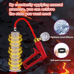 9"" X 1.75"" Penis Pump With Vacuum Gauge Red&Blue Handle, Vacuum Penis, Manual Penis Pump For Men, Penis Bigge Size