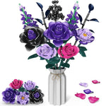 Purple Roses Bouquet Building Set For Kids Ages 6+, 701Pcs Artificial Flowers Bouquet Home Office Decor For Adults Women Teengirls, Gift For Birthday Valentine'S Day Halloween Christmas