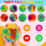 24Pcs Stringy Balls, Sensory Stringy Ball, 2.75 Inch Soft Rainbow Pom Bouncy, Stocking Stuffers For Kids, Monkey Pom Balls Fidget Toys Stress Ball, Birthday Gifts For Boys, Girls Ages 3+