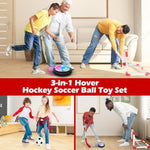 3-In-1 Hover Soccer Ball Set, Including 2 Led Hover Hockey And Soccer Ball Toys, Indoor Red & White Goals, Sports Game Toy, Christmas Festive Gift For 4-8, 8-12 Years Old Boys