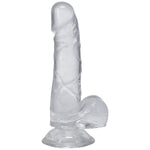 Dick In A Bag - 6 Inch - Suction Cup Base, Total Length: 6 In. (15.2 Cm), Insertable Length: 5.25 In. (13.3 Cm), Width/Diameter: 1.25 In. (3.2 Cm), Crystal Clear Tpe