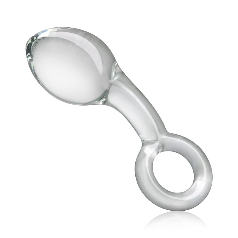 Anal Butt Plug Glass Anal Trainer With Big O Ring Crystal Pleasure Wand Adult Sex Toy For Men Women Couple Play (S)