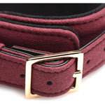 6 Piece Burgundy Velvet Adult Sex Bondage Restraints Set For Women, Men, & Couples, Adjustable Wrist & Ankle Cuffs, Collar, & Leash With Connecting Chains, Bdsm Kit - Black & Red