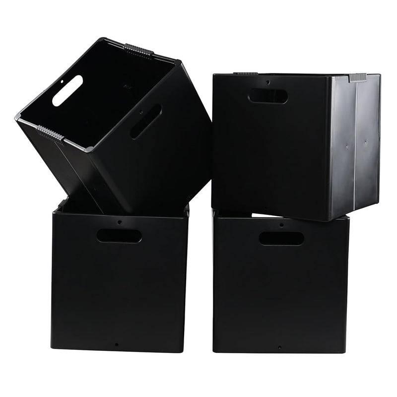4-Pack Plastic Foldable Cube Storage Bins, Collapsible Storage Cubes Bin Organiz