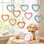 72 Pcs Mother's Day Heart Wreath Craft Kit with Stickers, Pom Poms & Ribbon