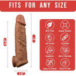 Penis Sleeve Extender Cock Sleeve Extension Sheath Silicone Penis Ring Enlarge Thicken Reusable Realistic Condom Enlarger Male Sex Toy for Men Couples (6")