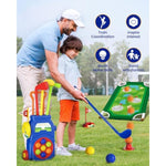 Toddler Golf Set With Putting Mat & Cornhole Board, Kids Golf Clubs 3-5 Years Old With 10 Balls, 4 Clubs, 2 Holes & Cart, Indoor Outdoor Toddler Sports Toys