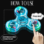 3 Pack Led Light Up Fidget Spinners - Christmas Gifts & Stocking Stuffers. Crystal Finger Toy For Stress Relief, Gifts For Kids & Teens.