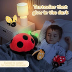 4Pcs Ladybug Stuffed Animal,Kawai Mother Ladybird Plush Toys Pillow With 3 Small Baby Lady Beetle Plushie Gift For Insect Lover,Decorations,Party Favor,Baby Shower,Glow-In-Dark Design