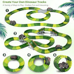 Dinosaur Toys,Create A Dinosaur World Road Race,Flexible Track Playset And 2 Pcs Cool Dinosaur Car For 3 4 5 6 Year & Up Old Boy Girls Best Gift
