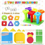 Peg Board Toy Set 73Pcs Diy Building Stacking Toys For Kids 3-6 Years Old,Stem Educational Kids Toy For Brain Development,Montessori Sensory Toys,Upgrade Various Foam Board Plastic Lacing String Game