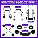 5 In 1 Sex Swing Bondage Restraints Set, Bdsm Kit Door Swing & Sex Restraint Adjustable Sex Sling Neck Strap Handcuffs & Thigh Restraint, Bondage Swing Sex Furniture For Bedroom Adult Sex Games