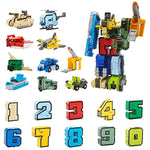 Number Transforming Toys, Alpha Bot Military Transforming Robet Toy For Tollders Montessori Teaching, School Classroom Stem Learnnig Toys For Boys 3 4 5 Years Old