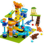 Marble Run Building Blocks For Kids Ages 3+ | 121-Piece Dinosaur Stem Toy With 6 Dinosaurs & 2 Baseplates | Durable Construction Set With Step-By-Step Guide