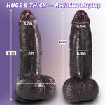 6 Inch Girth Big Black Dildo - Huge Thick BBC Curved Dildo with Suction Cup