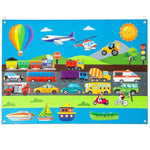 35Pcs Vehicle Felt Story Board Set 3.5Ft Preschool Transportation Themed Storytelling Cars Train Trucks Planes Boats Early Learning Interactive Play Kit Wall Hanging Gift For Toddlers Kids