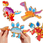 Dinosaur Building Blocks, Wooden Dino Snap Blocks, Snap Dinosaur Toys For Kids 3-5, 5-8, Fine Motor Skills Stem Kits Educational Learning Building Toys Gifts For Preschool Children