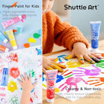 15 Color Washable Finger Paint Set for Toddlers, Non-Toxic 1.2 oz Bottles