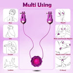 Nipple Toys Rose Sex Toy, Nipple Vibrator With 10 Vibration Modes Adjustable Rechargeable Vibrating Nipple Clamps Adult Toys For Couples Or Women Bdsm Sex Pleasure
