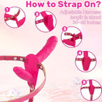 Strap-On Dildo Vibrator For Women & Lesbian Couples, Double-Ended Wearable Vibrating Dildo With 10 Vibration,Adjustable Harness Remote Control G-Spot & Clitoral Stimulation Female Adult Sex Toys