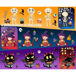 30 Sheets Halloween Make-a-Face Stickers, 6 DIY Designs for Kids & Party Favors