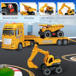 3 4 5 6 Toddler Boy Toys, 25" Construction Carrier Toy With Excavator And Dump Truck,3 In 1 Truck, Christmas Birthday Gifts For Kids 3 4 5 6 Years Old