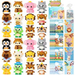 24 Pack Valentines Day Gifts For Kids Classroom, Mini Building Blocks, Building Toys Set Kids Valentines Day Cards For School, Party Favors Exchange 6+ (Animals)