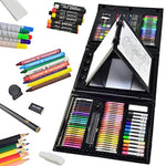 185 Pieces Double Sided Trifold Easel Art Set Art Supplies Black