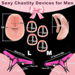 Male Chastity Belt Chastity Sexy Underwear Sex Toys Bdsm Bondage Device, Realistic Pussy Cock Penis Cage Lock, Adjustable Feminizer Training Sm Game Sex Toy For Gay Sissy Men (L-Black Belt)