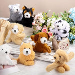 8 Pcs Puppy Stuffed Animal Slap Bracelets For Kids, Cute Plush Dog Wrist Snap Bracelets Bulk Birthday Gifts For Boys & Girls Party Favors