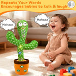 (Updated Volume Adjustment) Dancing Mimicking Talking Cactus Toy,Funny Gift For Toddler 1 2 3 Year Old Boy Girl,Singing Record Repeat What You Say Light Up Baby Infant Toys 6-12 12-18 Months