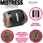 Mistress Double Shot Pussy & Ass Stroker Masturbator Made With Realistic Bioskin? For Men & Couples. Textured Inner Tunnel For Stimulation With Realistic Anus & Vagina - Dark