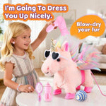 Pink Unicorn Toys For Girls Toy Set Singing Walking Electronic Plush Unicorns With Control Leash, Pretend Dress Up Animated Stuffed Unicorn Gift For Kidstoddler Kids 3 4 5 6 Years