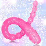 Double Ended Dildo 18.89 Inch Dong Anal Beads With Veins And Glans For Anal Vagina Stimulation Double Side Penis Cock Massager Sex Toy For Lesbian Men Women Pink