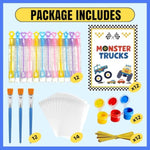 12 PCS Monster Truck Party Favors DIY Wooden Truck Craft Kit for Kids Birthday Party Decorations