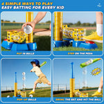 T Ball Sets For Kids 3-5, Baseball T-Ball Set With 10 Balls, Outdoor Sport Toy Games For 3-12 Year Old Boys Girls Toddlers, Training Batting Tee For Backyard And Lawn Play