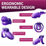 Ht-V5 Male Chastity Cage - Lightweight Resin Male Chastity Cage With Click&Lock Key | Ergonomic Design| Bondage Gear &Adult Sex Toy For Men – Includes 5 Ring Sizes (Purple, Nub)