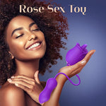 Sex Toy Dildo Vibrator For Women - 3 In1 Rose Sex Toys Tongue Licking Thrusting G Spot Vibrators With 9 Modes, Adult Sex Toys Games, Clit Stimulator Anal Double-Ended Dildos For Couples