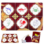 Bau Cua Ca Cop Game Set - Luxury 19.7"X27.5" Mat With 6 Dice, Asian Gambling Game For Lunar New Year, Family Gatherings & Parties, Fun Cultural Dice Game For Adults & Kids