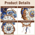3D Wooden Blue Dragon Clock Puzzle for Adults DIY Craft Kit