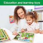 Wooden Puzzles For Kids Ages 3-5, 6 Packs 24 Pcs Jigsaw Puzzles Preschool Educational Brain Teaser Boards Toys Gifts For Children, Wood Puzzles For 3 4 5 6 Year Old Boys Girls