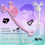 Lightweight Nylon Chastity Cage Lock With Adjustable Elastic Auxiliary Belt Inverted Chastity Clip Sex Toys & Games For Men, Gay Penis Exercise (Clear,Large)