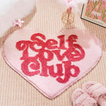 Self Love Club Rug Heart Shaped - 37"X29" Cute Bath Mat Non Slip, Funky Aesthetic Groovy Small Accent Rugs For Bedroom Bathroom, Girls Preppy Room Decor, Pink Heart Rug