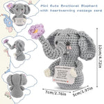 Mini Positive Crochet Animals Elephant With Message Card Emotional Support Crochet Plush Encouragement Funny Christmas Birthday Gifts For Women Elephant Gift For Women Friend Decor For Home Office