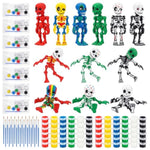 28 Set 3D Printed Skeleton Figurines Painting Kit with Brush Paints